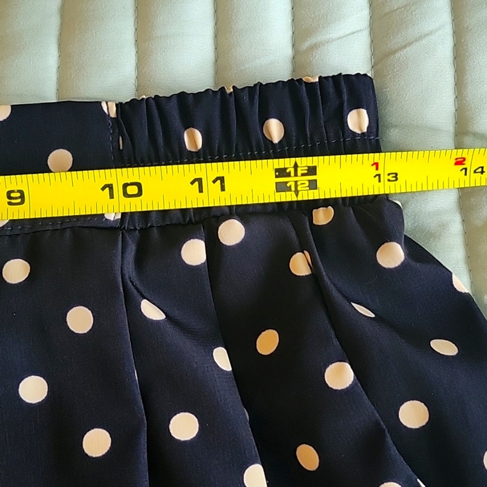 NWOT 1960s NAVY BLUE& WHITE POLKA DOTS MINI SKIRT W/ FRONT POCKETS SMAL - Picture 9 of 10